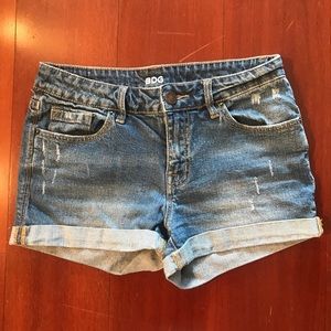Urban Outfitters cuffed light denim jean shorts